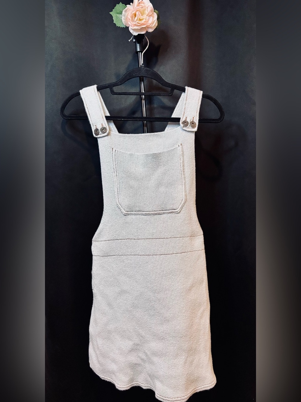 Knit Pinafore Dress in Light Beige - Women's